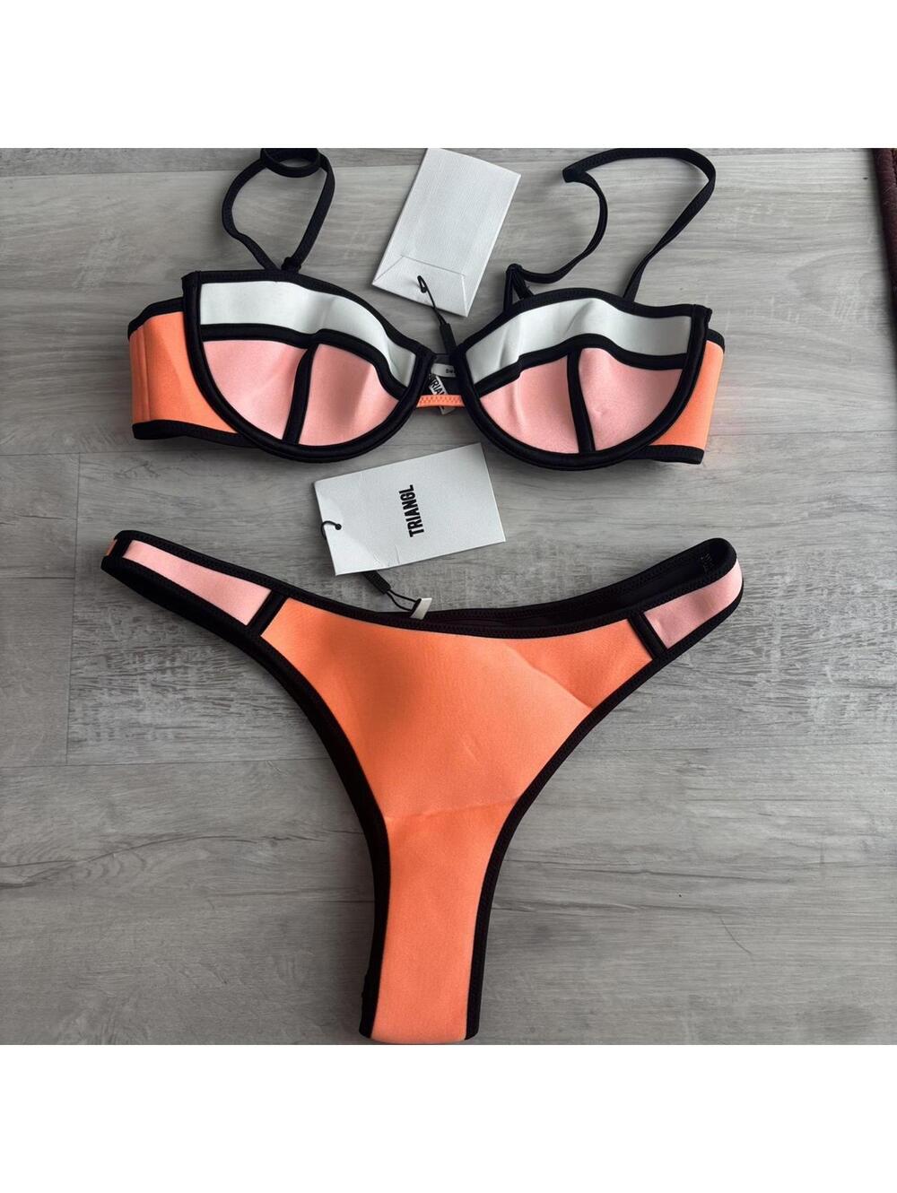 POPPY - PEACH SORBET Neoprene Balconette Bikini Set (Cheekist)) (Bag Included)